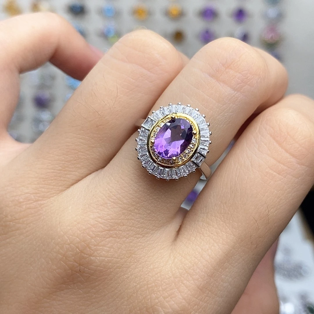 银S925镶嵌戒指紫晶（不含证书）