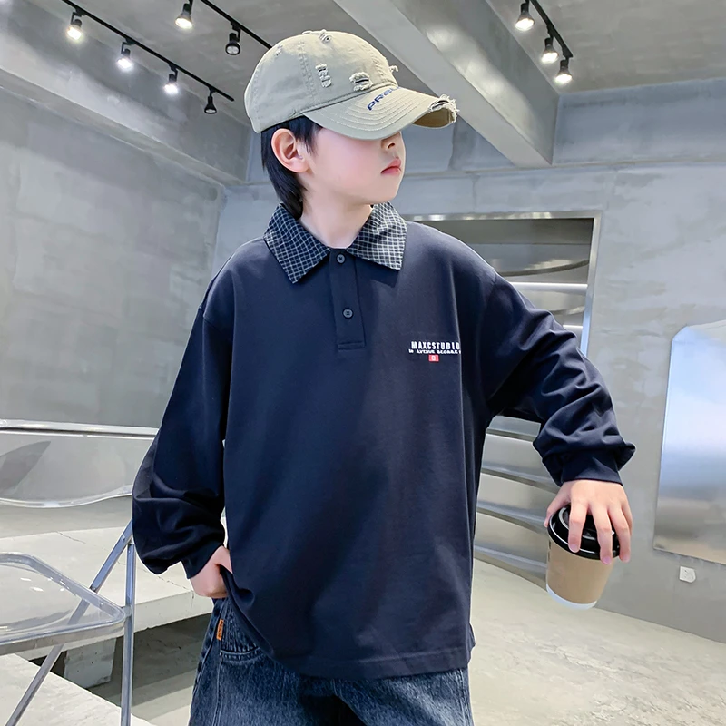男童春秋款POLO衫卫衣2025新款中大童宽松休闲上衣男童长袖圆领潮