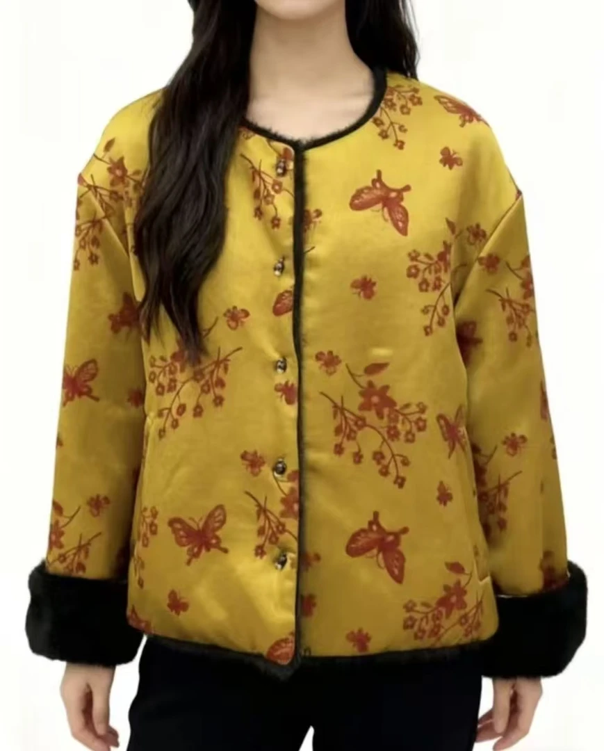 金蝶念兰  加绒新中式外套文艺重工上衣外套