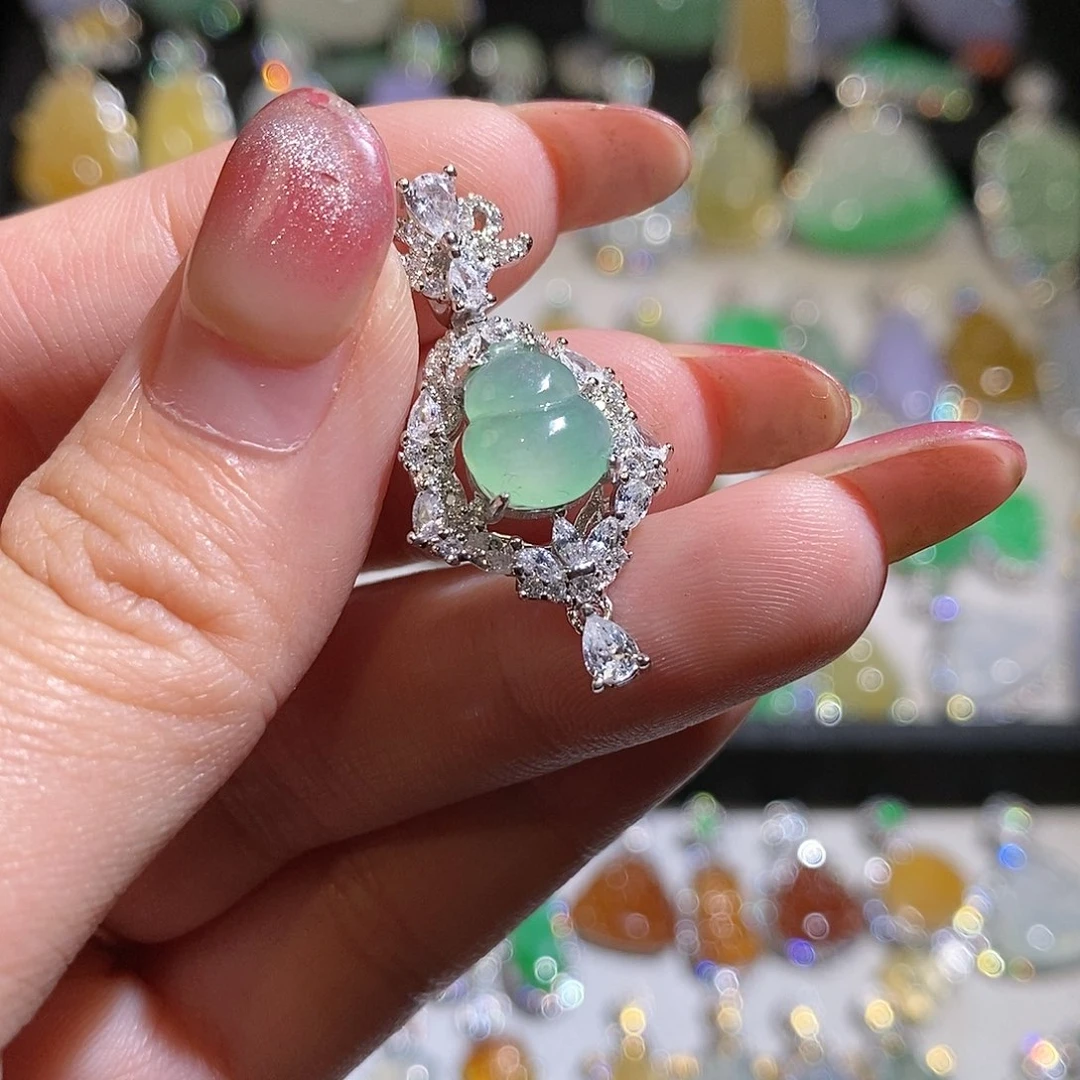 翡翠银S925镶嵌颈饰婧*天然翡翠