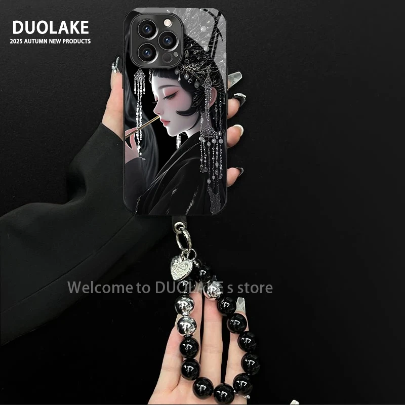 适用于苹果/oppo/华为/vivo/小米古风花旦电镀玻璃手链防摔手机壳