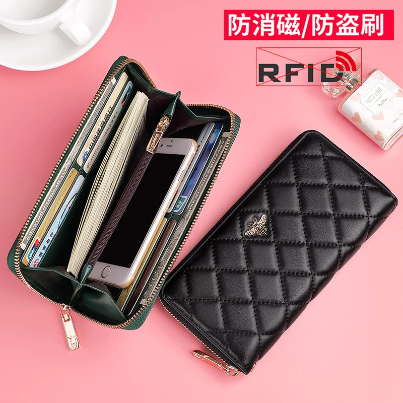 英皇拉夫·劳伦马球钱包女新款长版拉炼防盗多功能大容量钱夹真皮