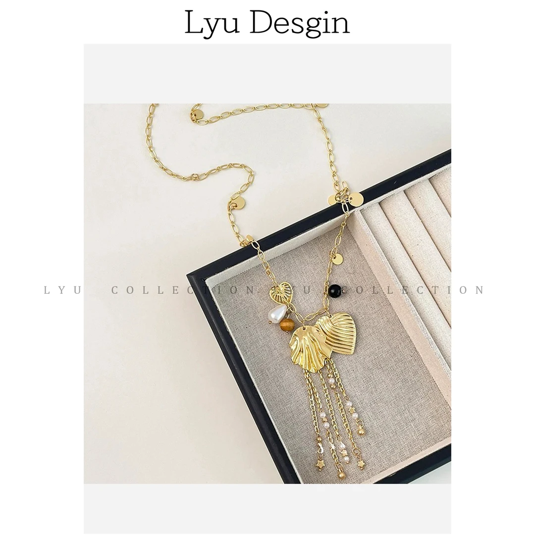 钛钢项链 LYU 金色贝壳长款流苏小众精致项链SP065