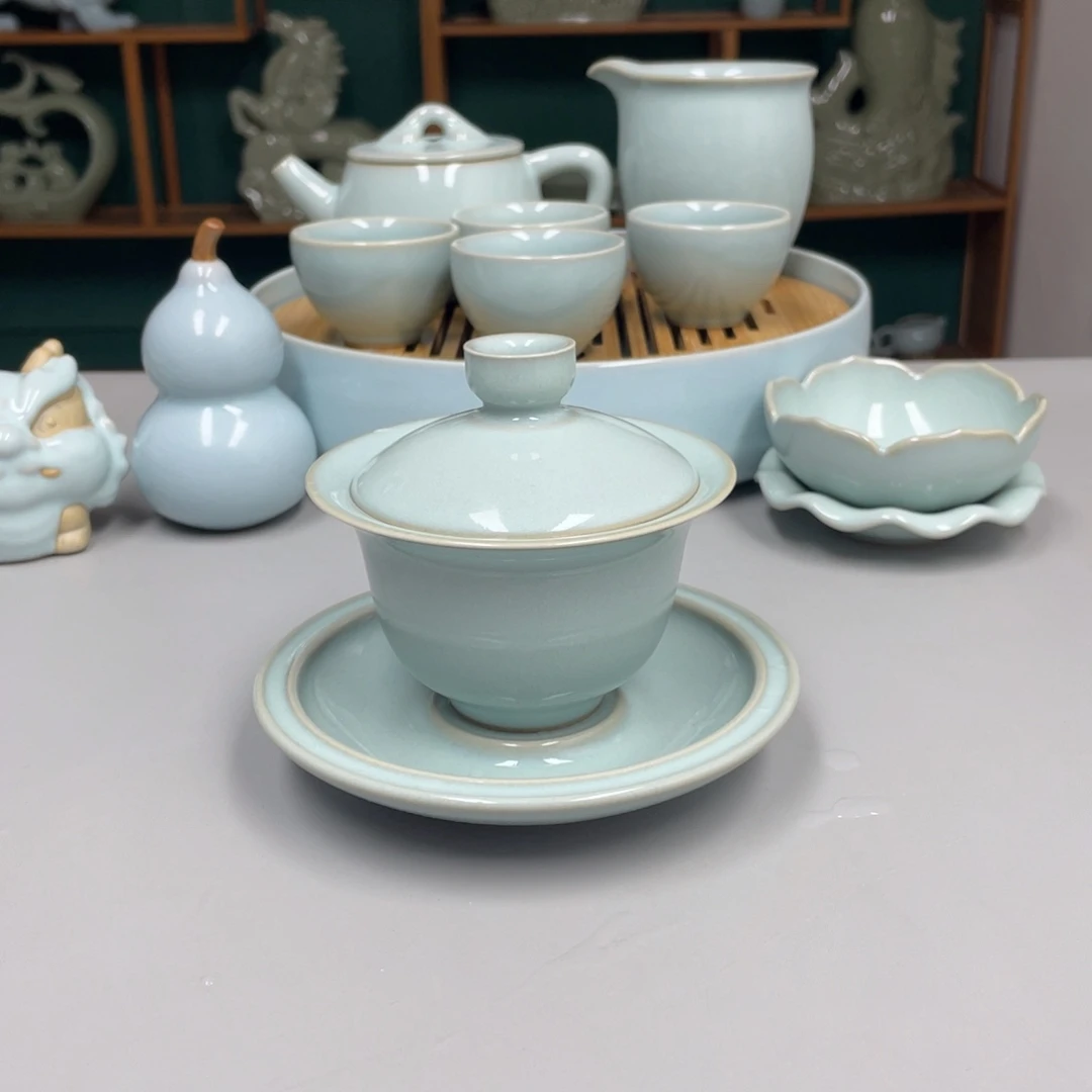 瓷赵琳老师玉兰盖碗带礼盒