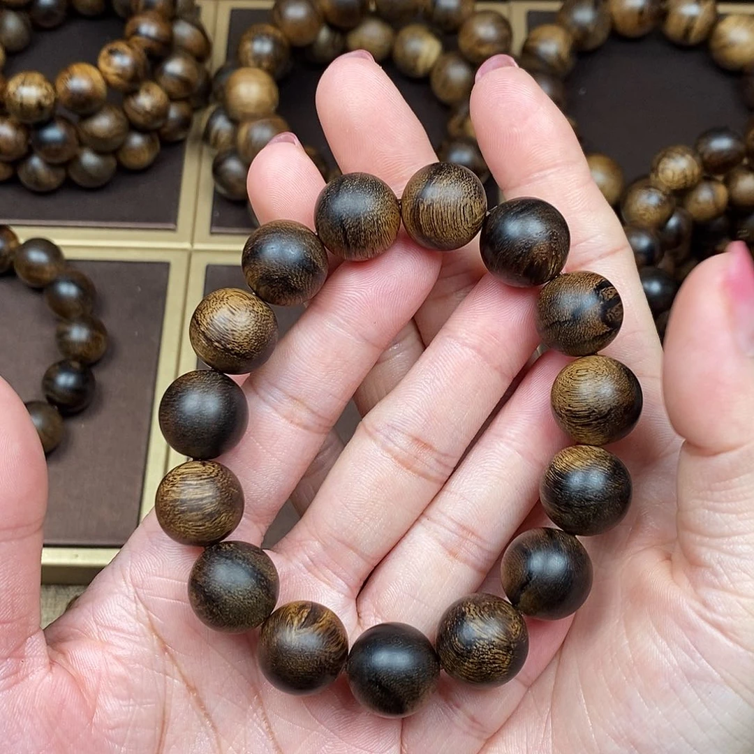沉香手串越南芽庄白棋楠虎皮缨子瘤疤沉水