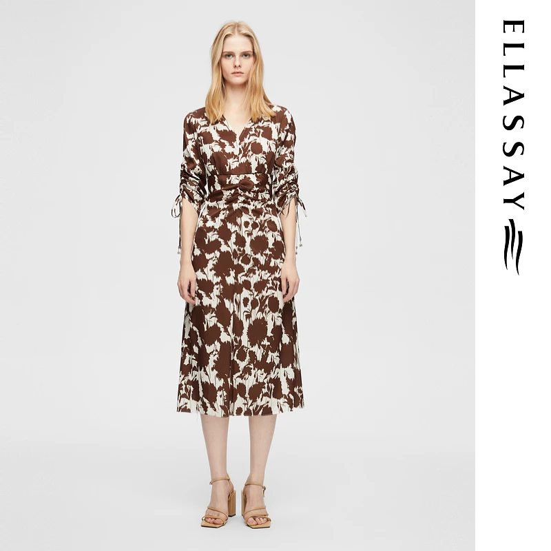 ELLASSAY歌力思2025新款V领设计知性优雅连衣裙EWB362Y03600