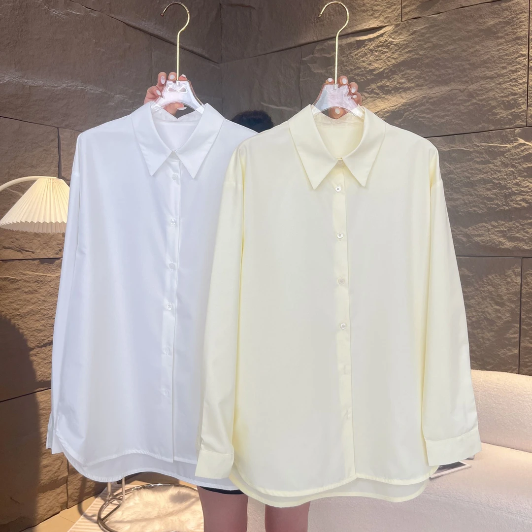 nana定制 气质休闲款百搭度假显瘦抗皱衬衫1018 白黄