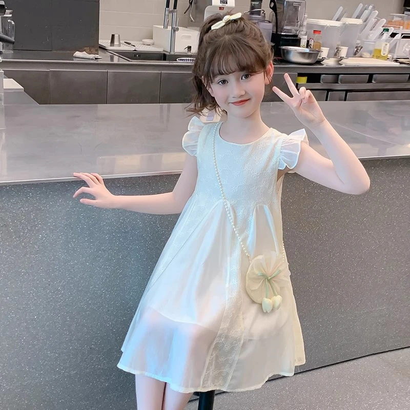 女童连衣裙夏2025新款6-12岁洋气时髦薄款公主裙夏装女孩网红裙子