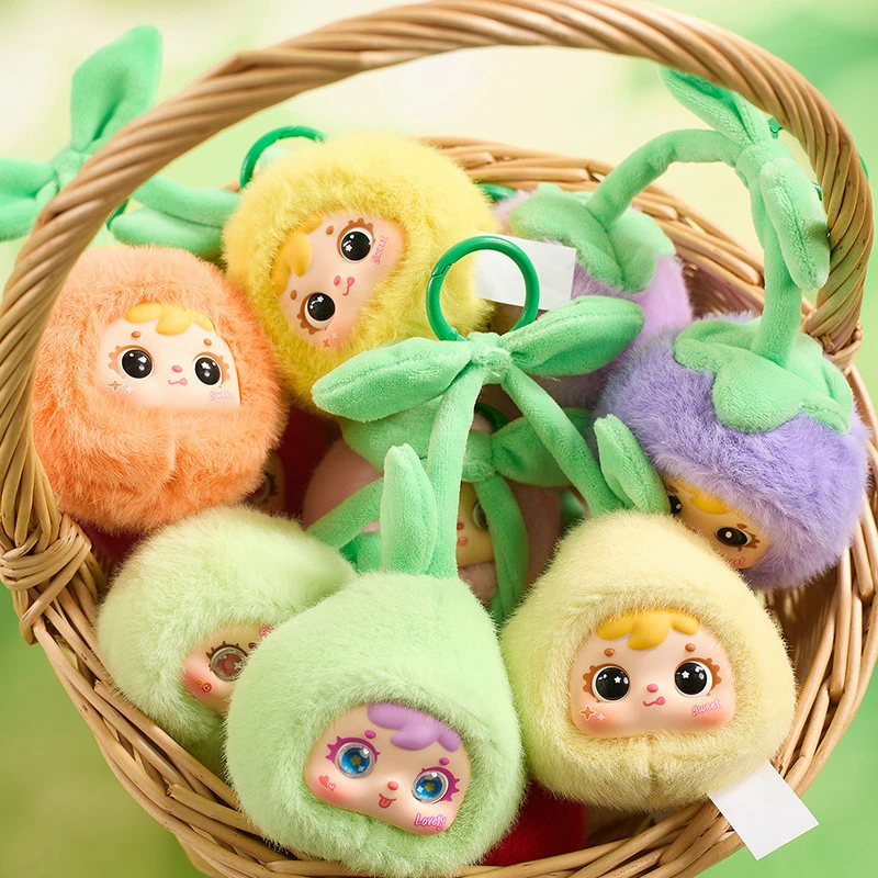萌趣卡通可爱三小毛果果报喜好运来毛绒盲盒女孩房间卧室装饰玩具