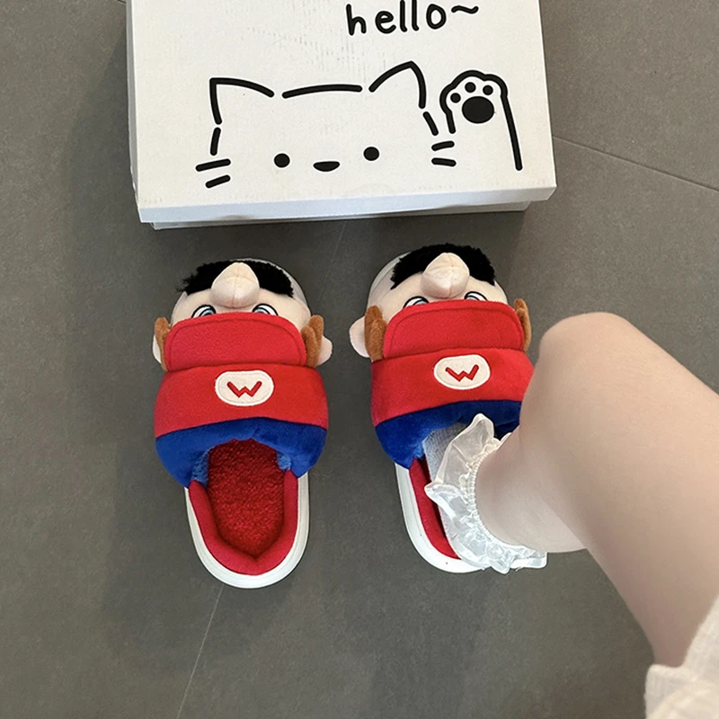 可爱卡通动漫奥布偶加绒保暖包头拖女2025秋冬新款外穿家居包头拖