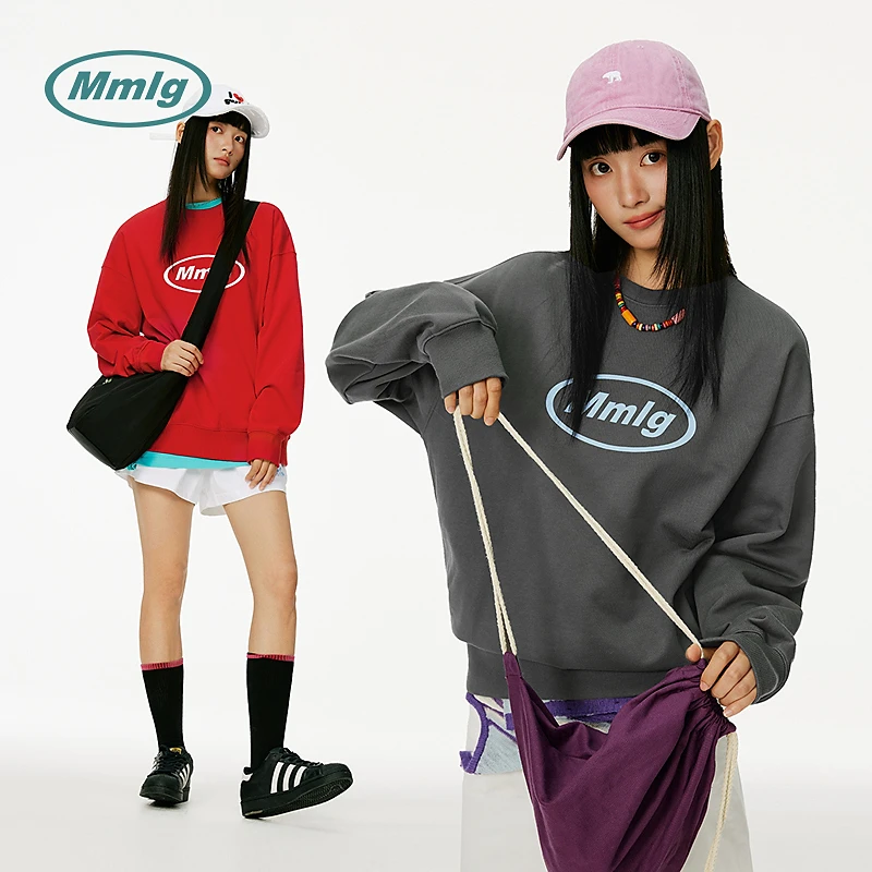Mmlg2025秋新款韩版纯棉经典logo印花卫衣美式慵懒男女同款FQA035
