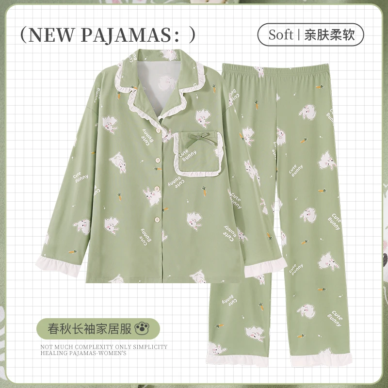 睡衣大码可外穿女款爆款2025新款春秋高颜值家居服长袖出门款套装