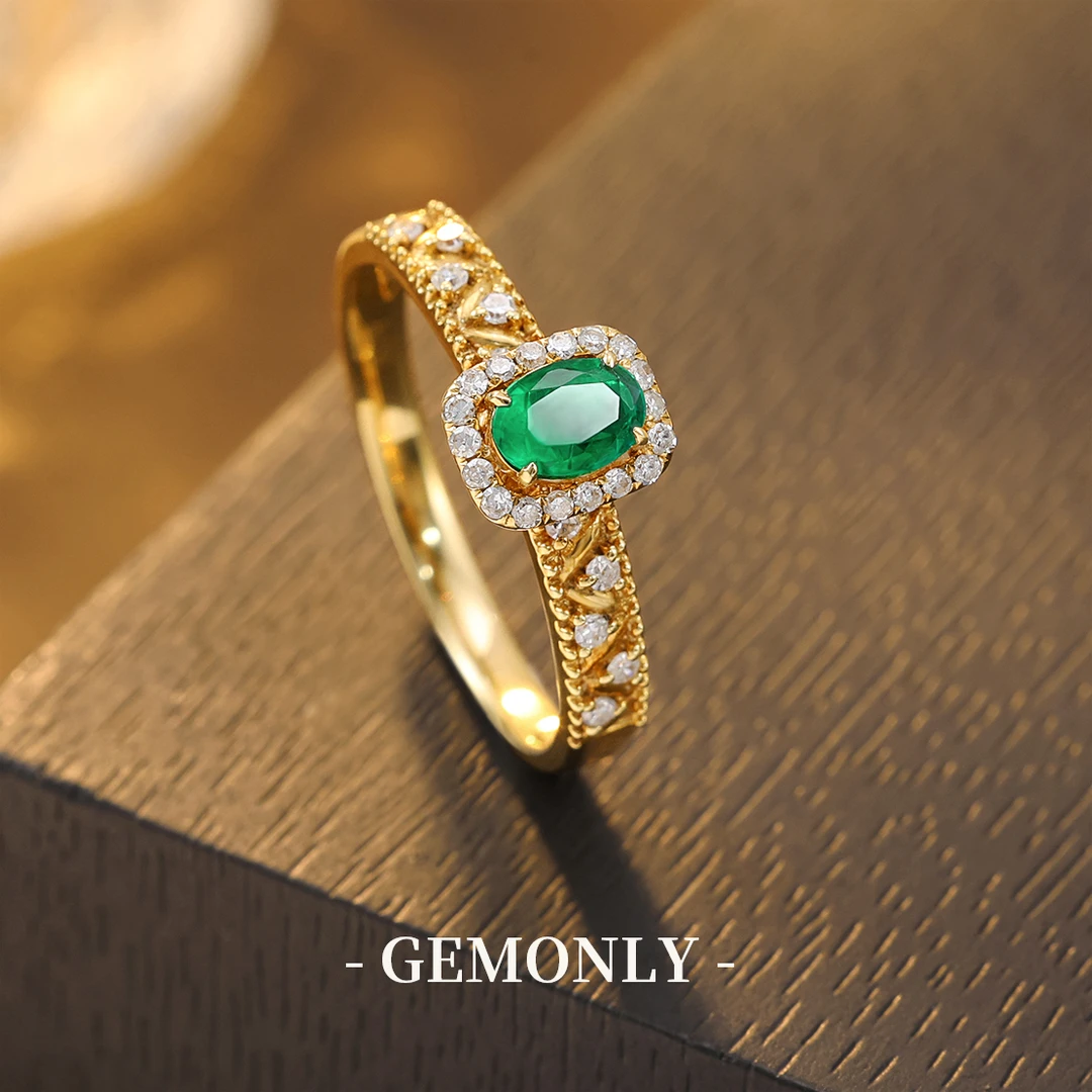 GEMONLY｜18K金天然祖母绿戒指0.34ct