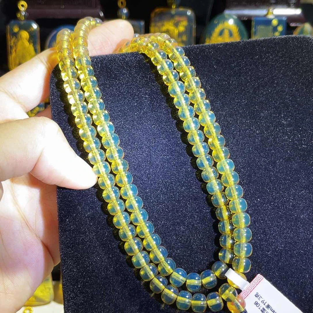 手链琥珀未镶嵌蓝珀6mm老型108