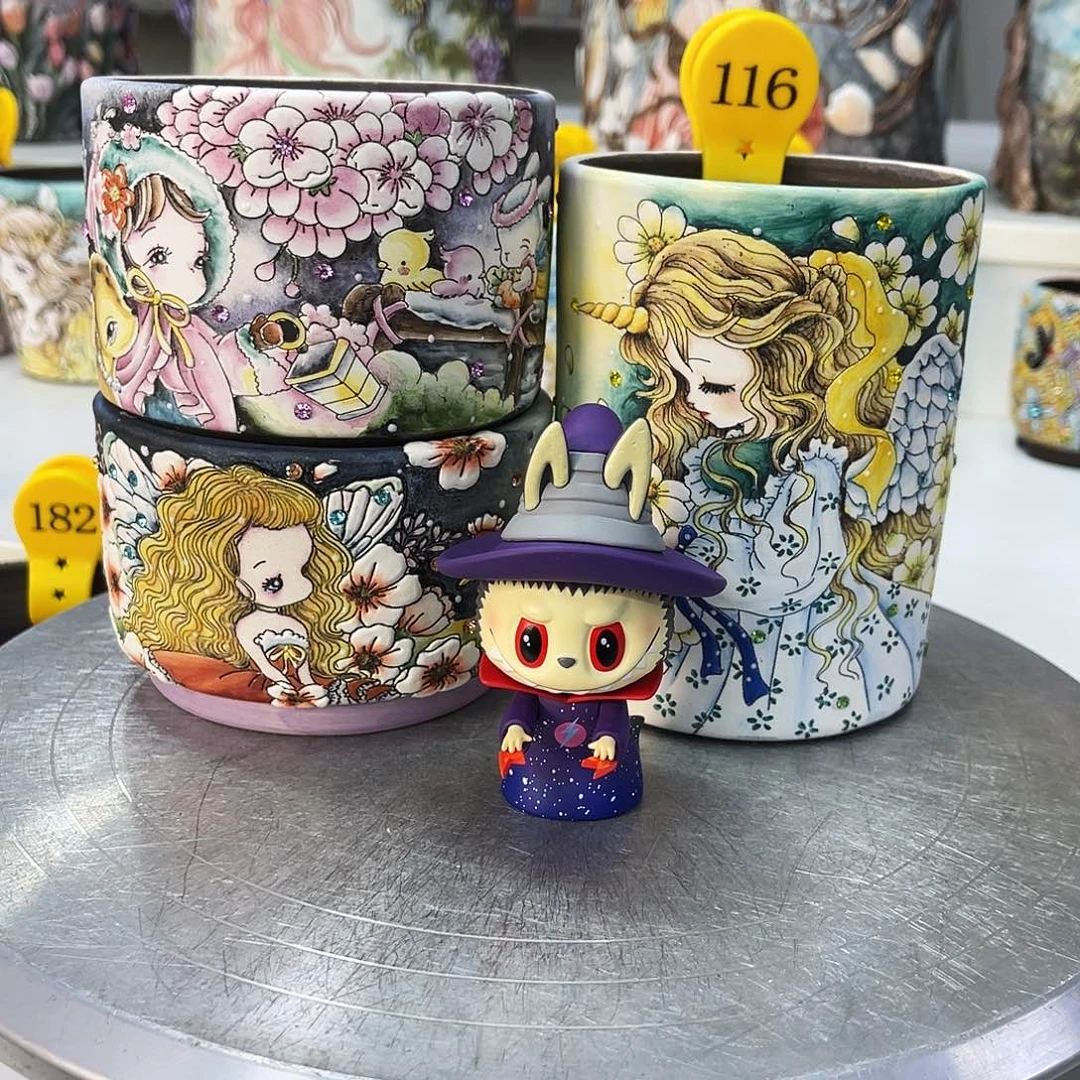红陶吃*萄多彩花盆一物一拍