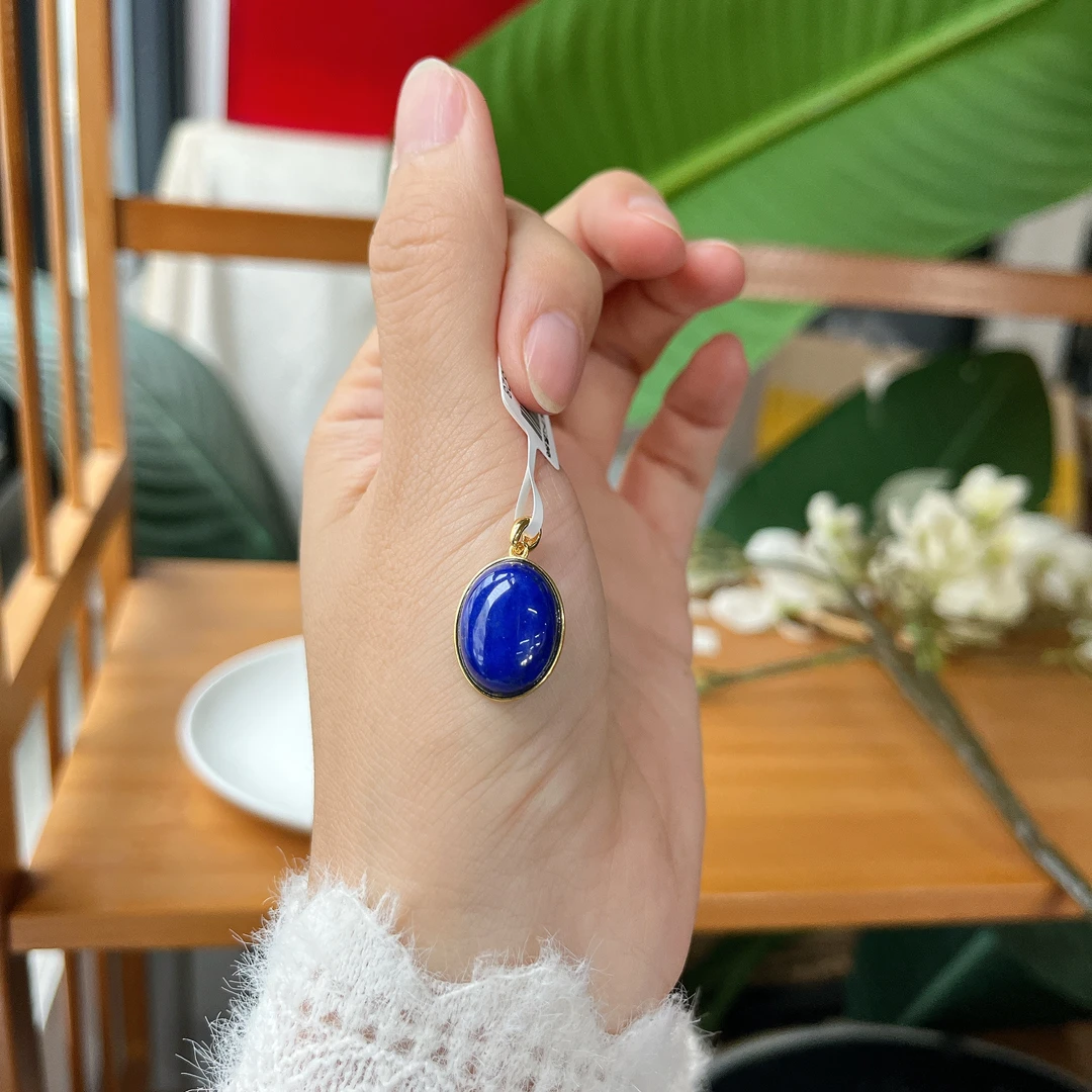 【郭老师】约12*16mm青金石S925银吊坠