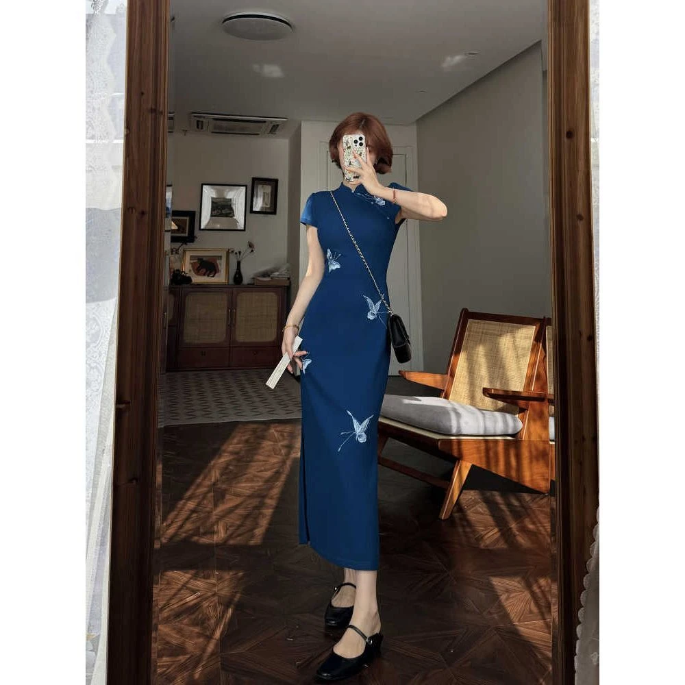 复古新中式印花旗袍女2025新款轻奢高级感气质显瘦夏日百搭小裙子