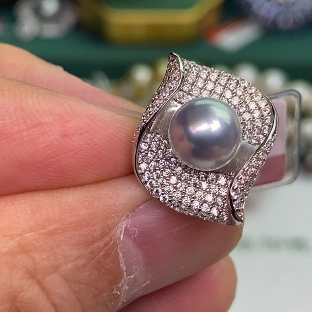 银S925镶嵌戒指海水珍珠