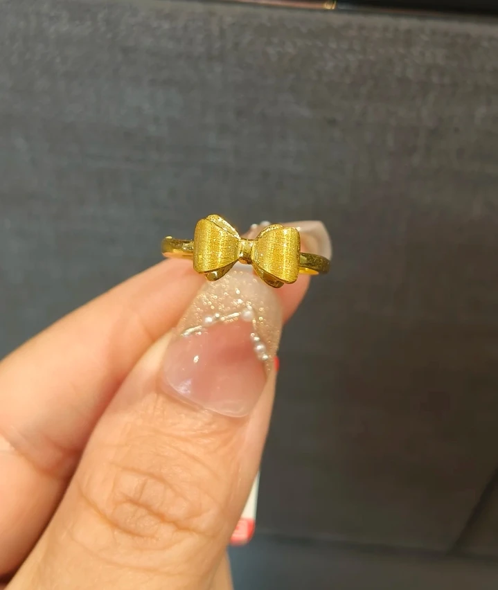 SUNFEEL/赛菲尔②5G足金999双层蝴蝶结活口戒指精致礼物推荐