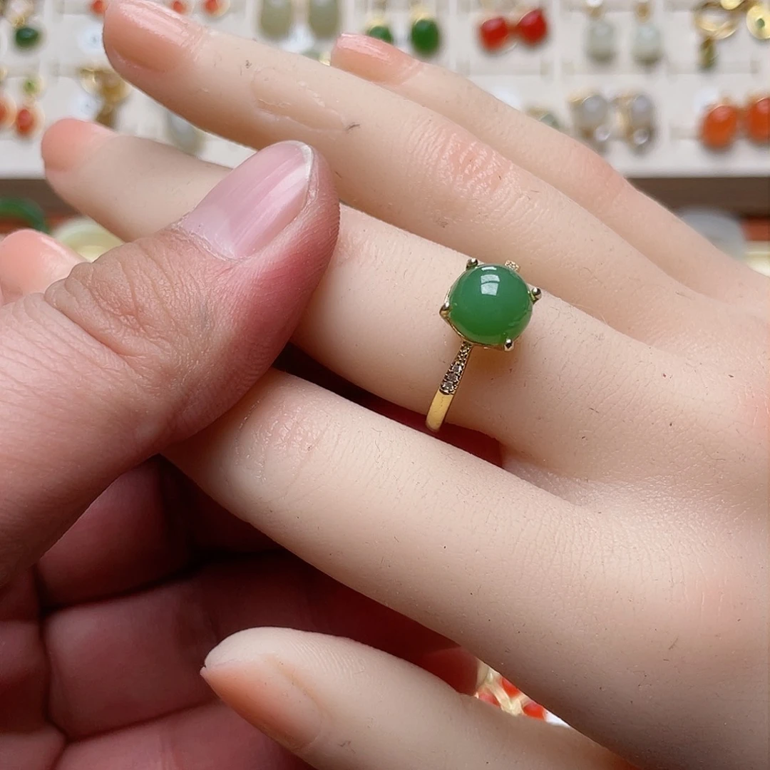 和田玉戒指银S925镶嵌