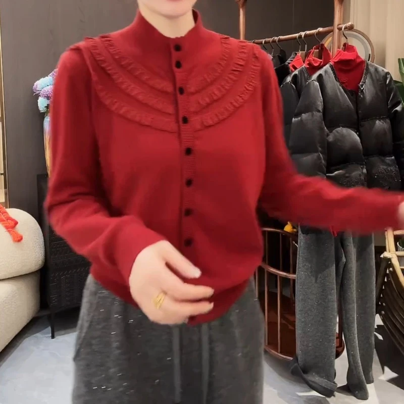 2025韩版新款设计感百搭气质休闲长袖针织上衣LK2501230