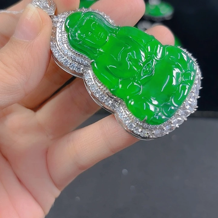翡翠银S925镶嵌吊坠(不含链)