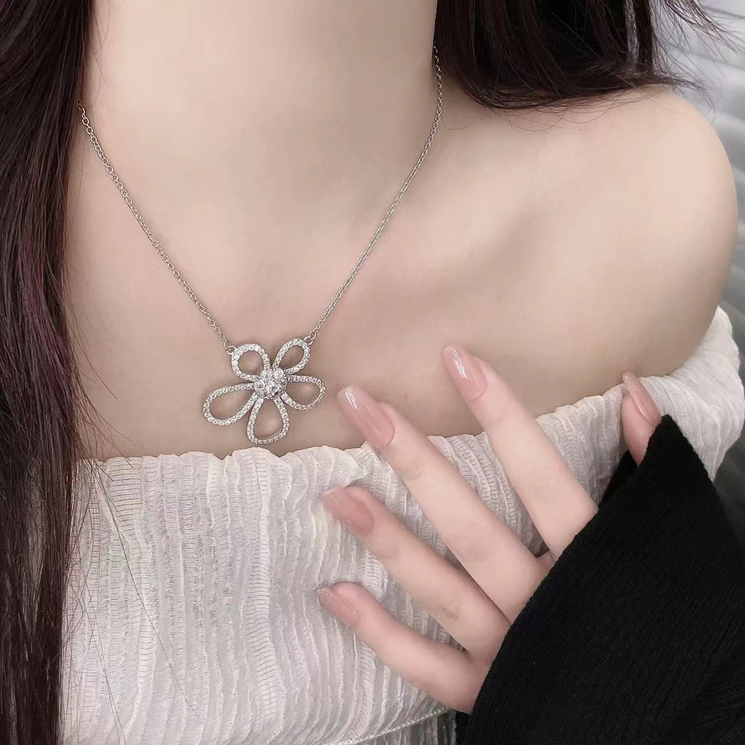 钛钢项链 野花系列颜色吊坠重工镶嵌X21