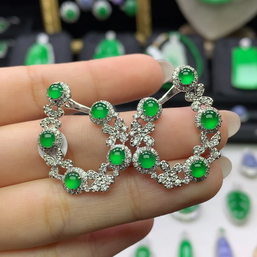 吊坠(不含链)18K金镶嵌翡翠