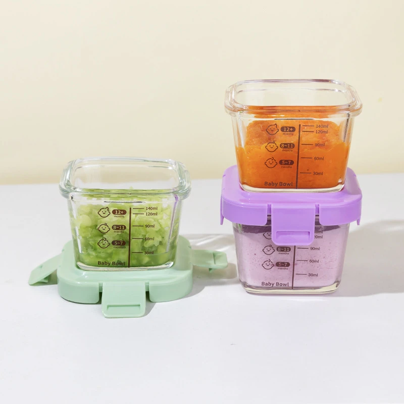 高硼硅玻璃宝宝辅食保鲜盒儿童婴儿碗密封储存耐热高温微波炉加厚