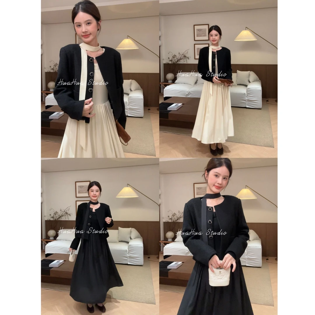 【花花】蔻蔻小姐~简约圆领气质短款单排扣小香风毛呢短外套