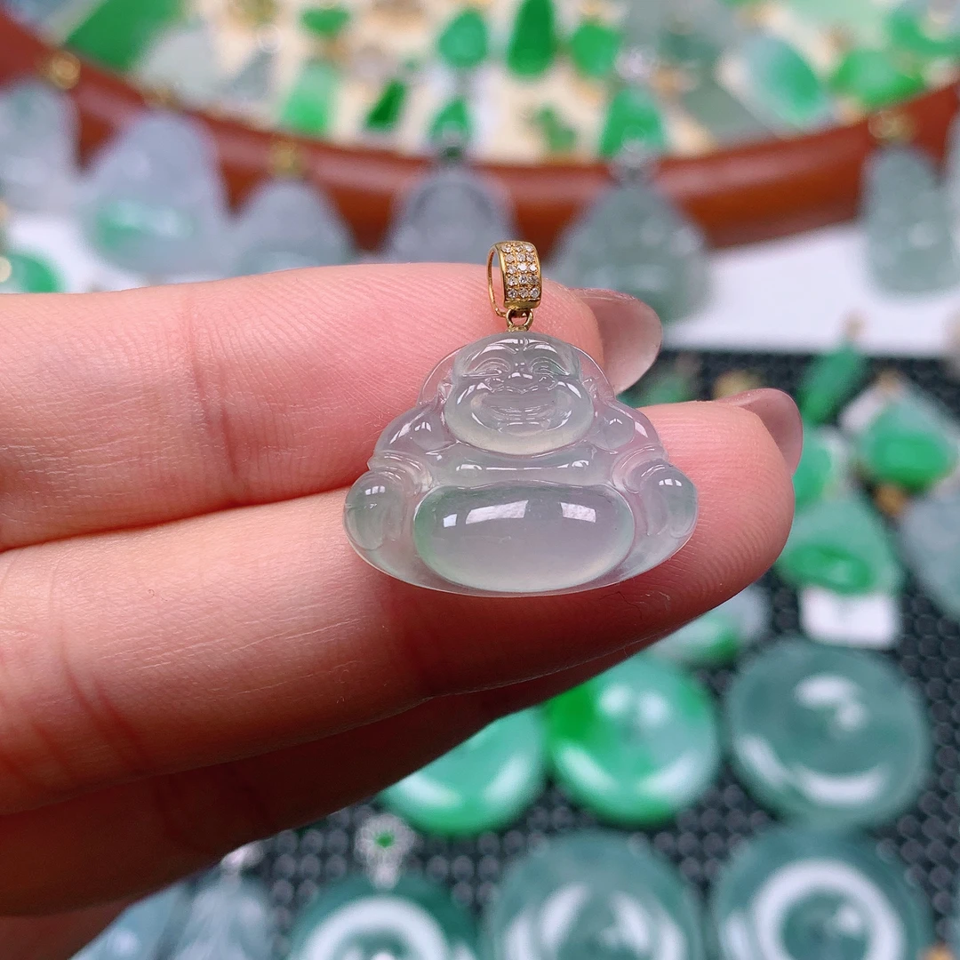 缅甸天然A货翡翠，冰晴佛公 编号233/121尺寸 16-21.4-4.9