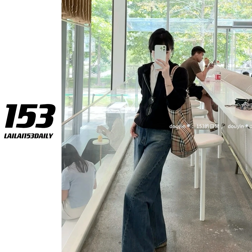 【153的日常】斜线切割牛仔裤水洗百搭秋季时尚直筒25QK5995