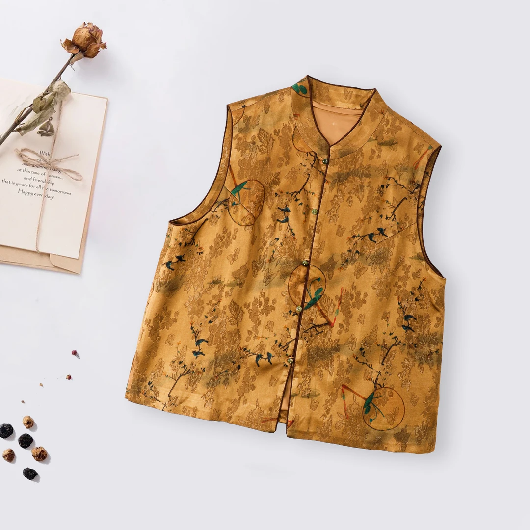 品牌新款新中式背心提花立领高端马甲44802