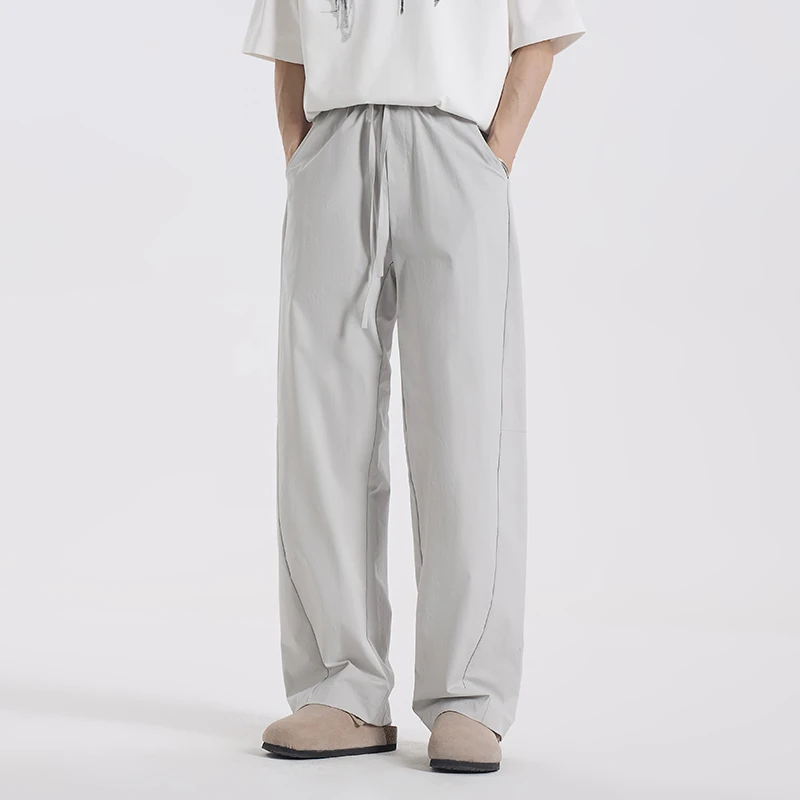 夏季新款直筒百搭休闲裤简约宽松设计感高级感男装时尚长裤90197