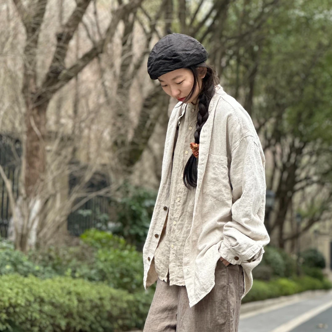 昔玙241106 重磅亚麻外套休闲百搭 前衣长80后衣长84胸围130
