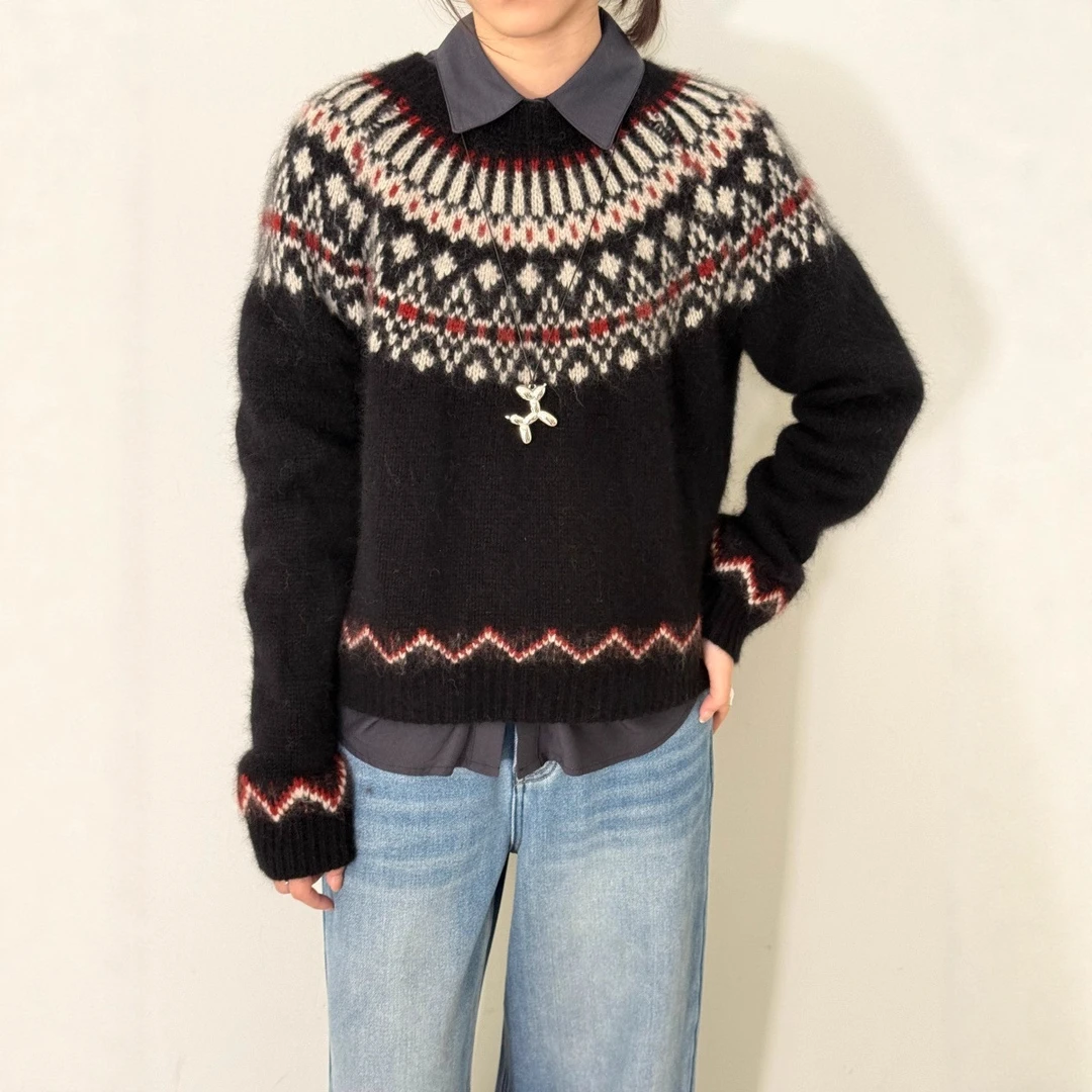 LAKE韩代款费尔岛毛衣女长袖2025冬季新款小个子显瘦针织衫93432