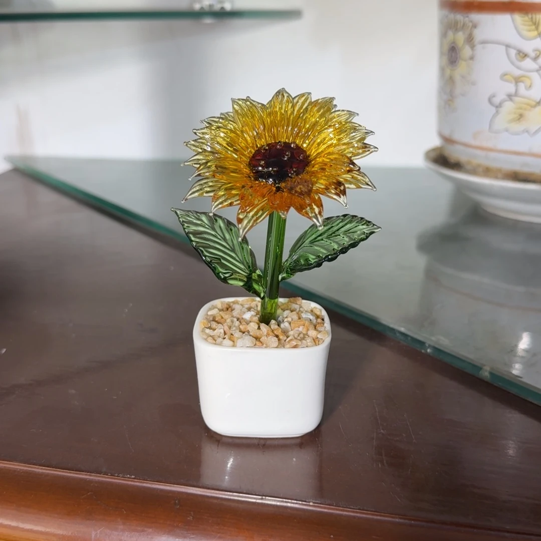 ****5手工艺品琉璃向日葵盆栽