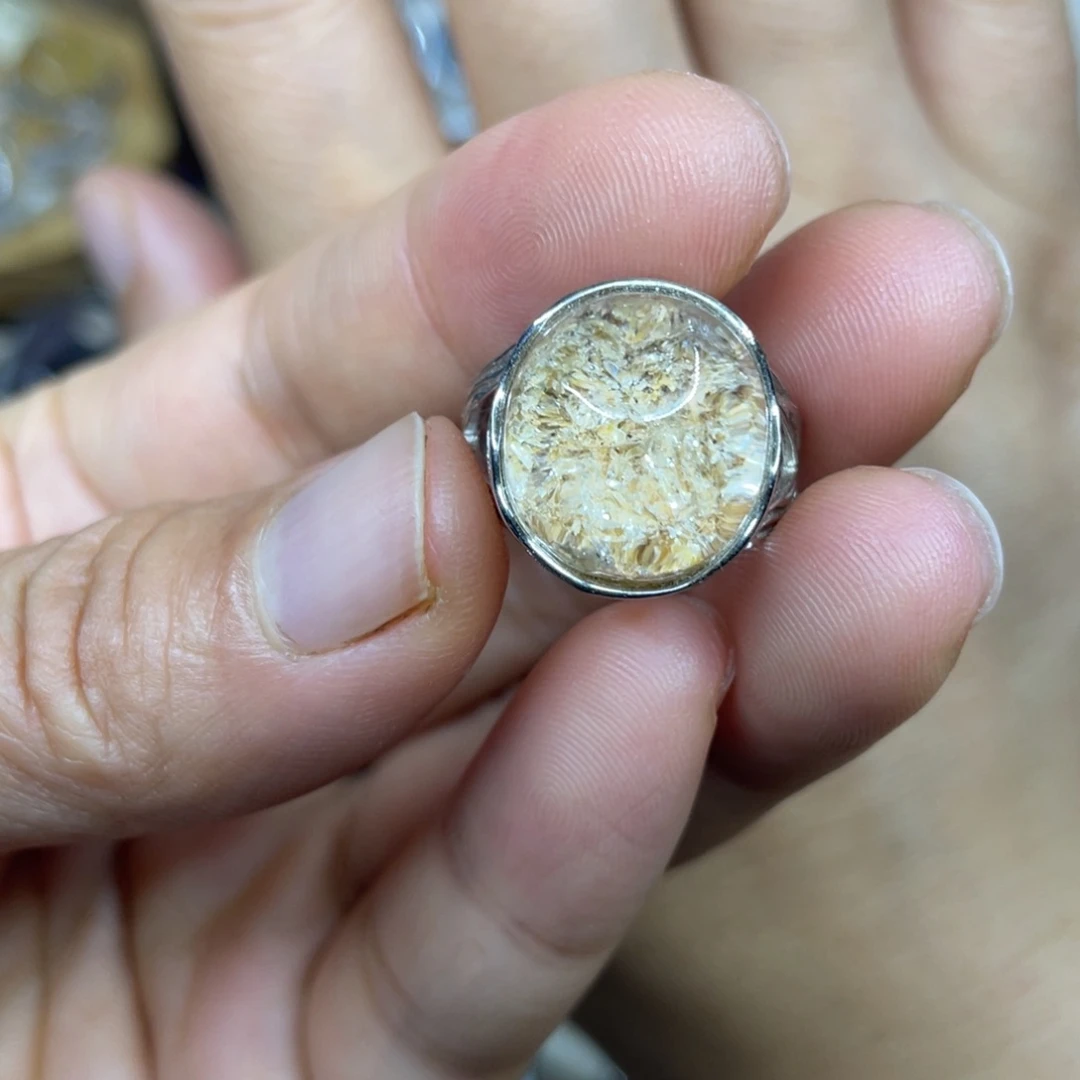 【闪购商品】银S925镶嵌珠宝半成品水晶戒指