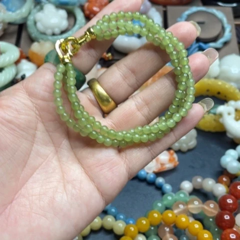 合金石英质玉（黄龙玉）手链