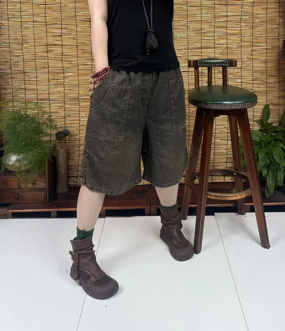 26017明线外口袋薄款牛仔中裤（长60，90-160斤）