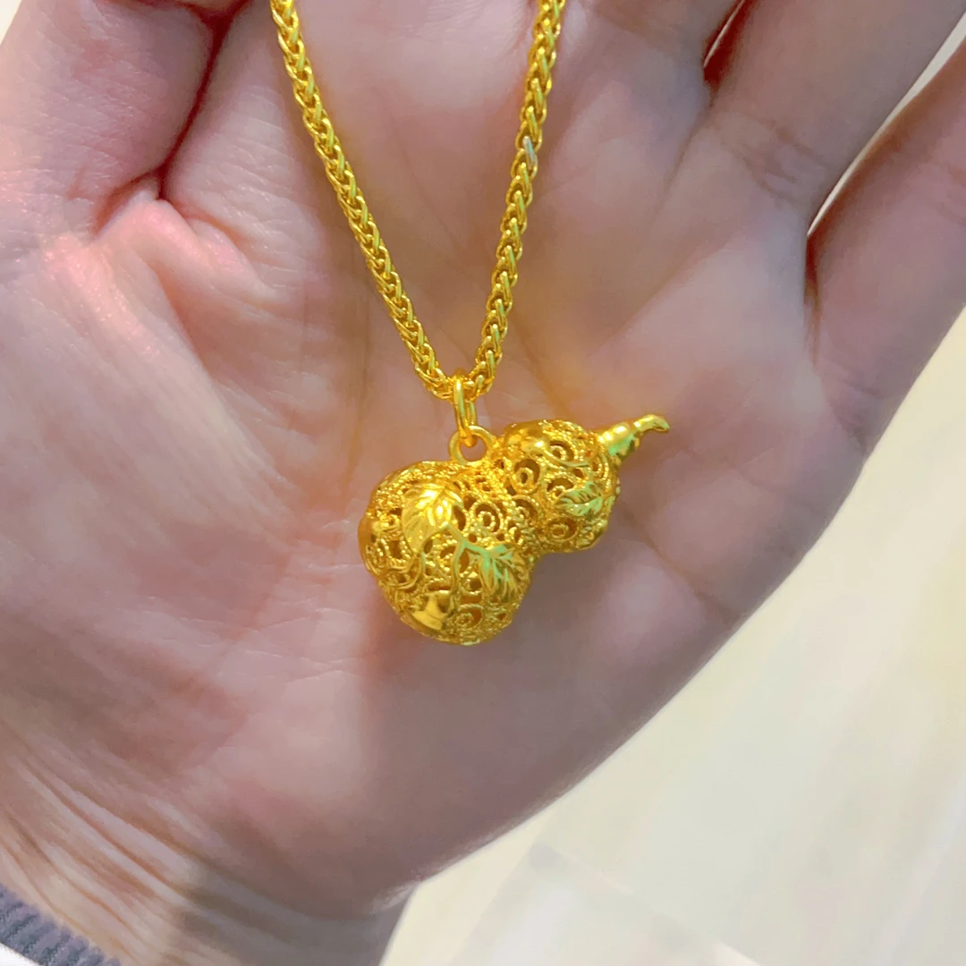 MengTiMu定制合金吊坠 精工花丝新款镂空葫芦吊坠赠项链