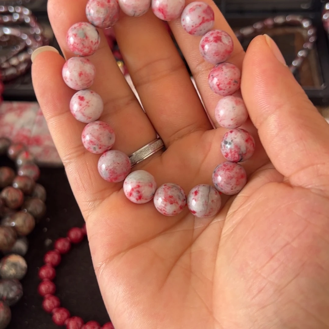 天然辰砂原石手串