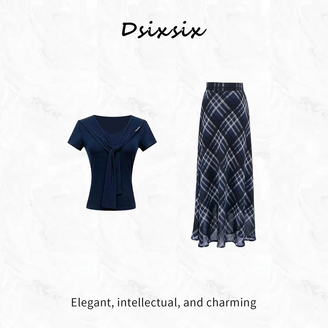 Yeah Me/也觅【蓝椰雨季】夏季新款优雅气质蓝色高级感连衣裙套装女