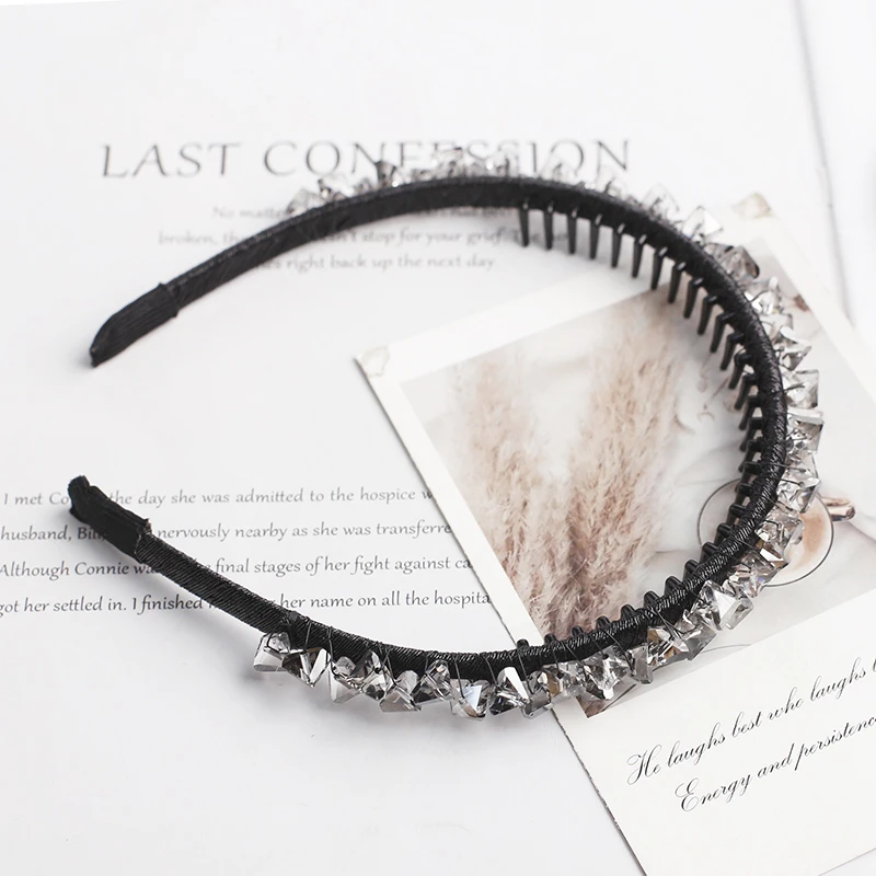 新款韩版带钻发箍女高级感带卡齿盘发发箍发卡3172