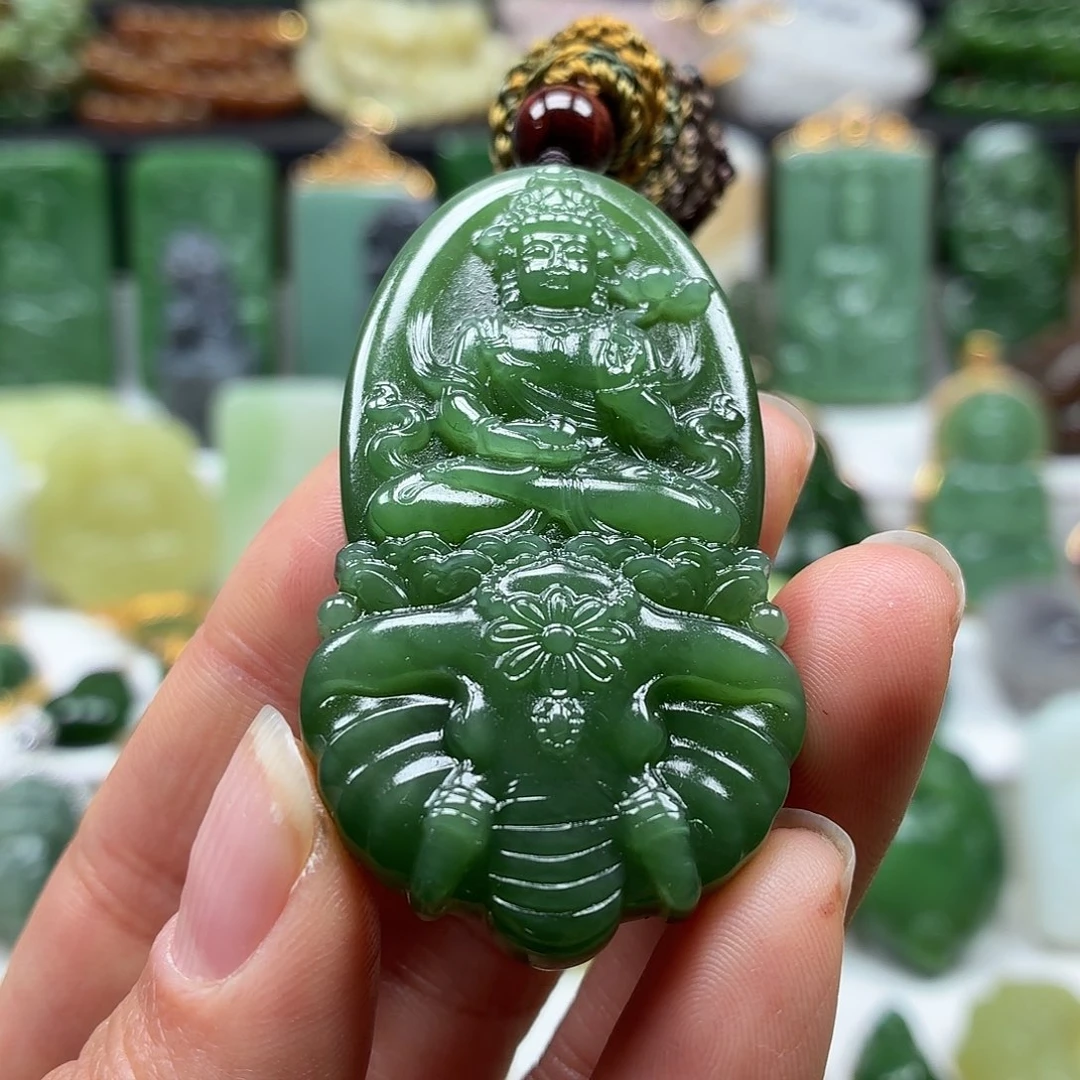 和田玉未镶嵌颈饰普贤菩萨