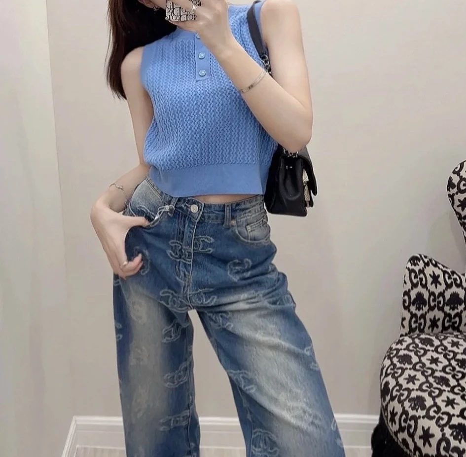 未使用 Chanel/香奈儿 蔚蓝/针织背心/山羊绒/34码/LZ1230B801
