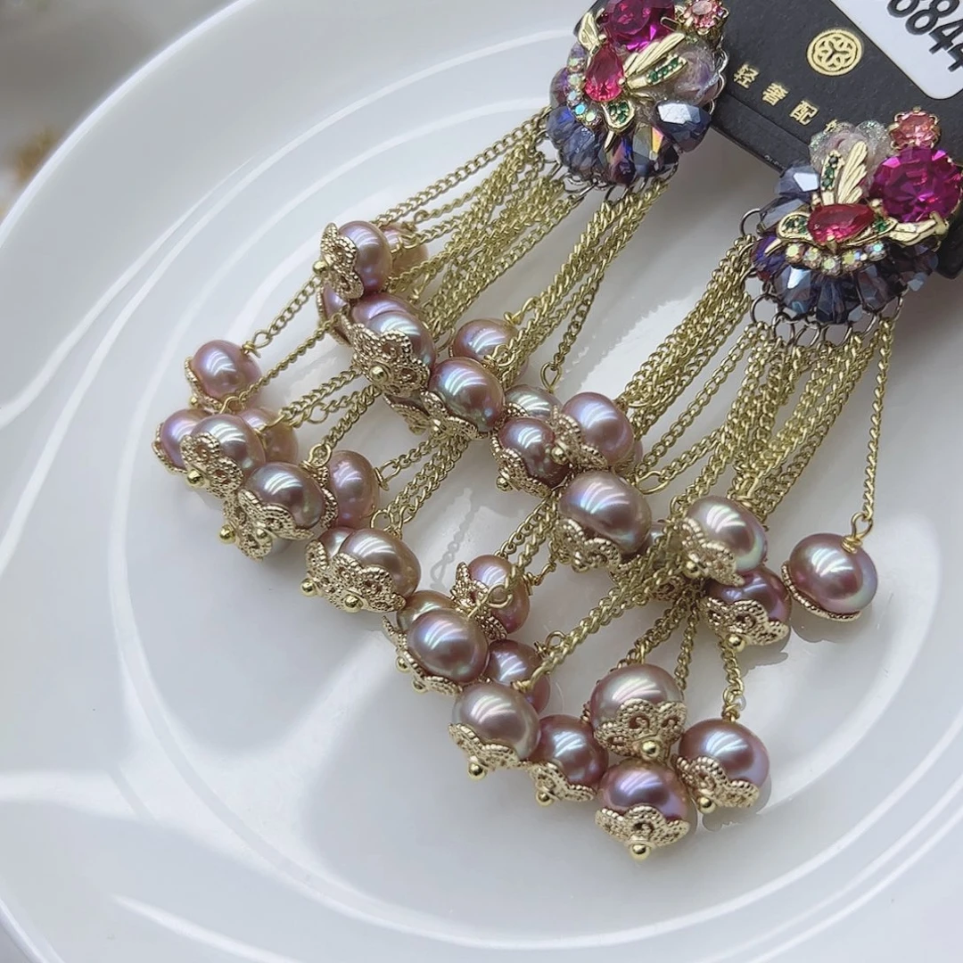 银S925镶嵌耳饰淡水珍珠