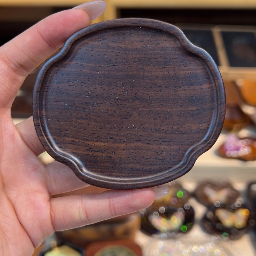 摆件黑檀木实木海棠杯垫