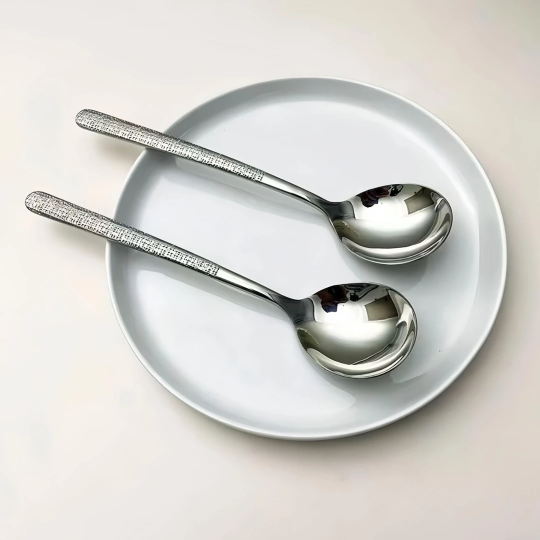 【三单五单囤】两只装轻奢吃饭勺子不锈钢喝汤勺食品级钢勺成人-6