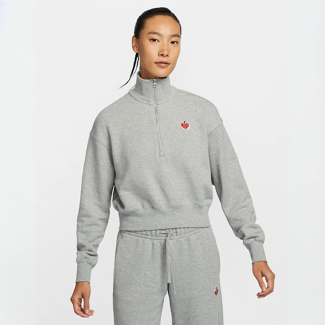 NIKE/耐克情人节女子短款法式毛圈立领宽松休闲运动衫HV8731063